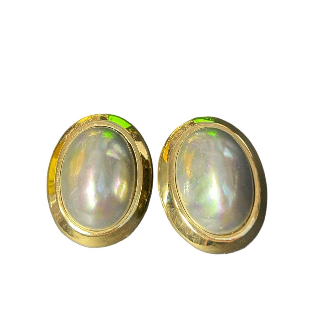 1990s Large Ciner Blister Pearl Clip Earrings